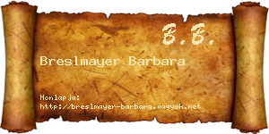 Breslmayer Barbara névjegykártya